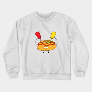 cute hot dog with mustard and ketchup Crewneck Sweatshirt